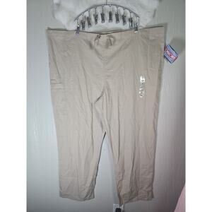 NWT Cherokee Workwear Scrubs High Rise Straight Leg Relaxed Fit Tan XXL Cargo